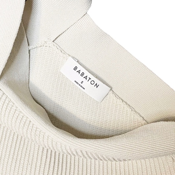 NWT Aritzia Babaton Sculpt Knit Criss Cross Halter Cropped Tank Top - Picture 4 of 5